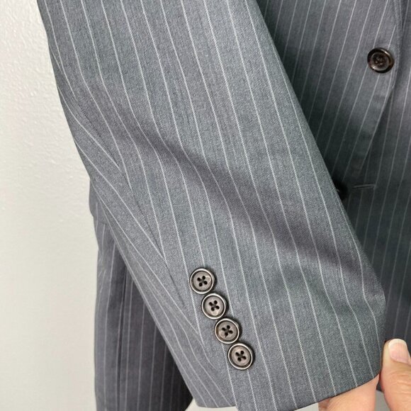 Lauren Ralph Lauren Sport Coat Mens 42R Stripe Gray Blazer Suit Jacket 100% Wool - Picture 4 of 11